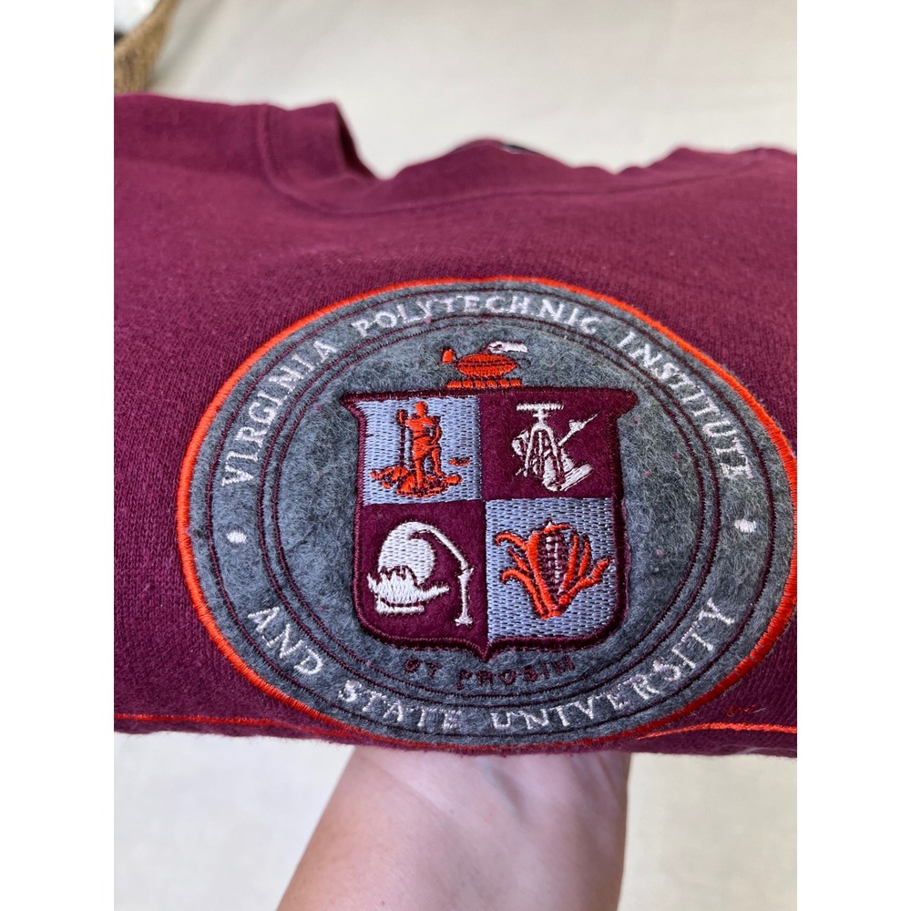 Vintage 90s JanSport Virginia Tech Sweatshirt M Maroon VT College Hokies Crest - Picture 2 of 9